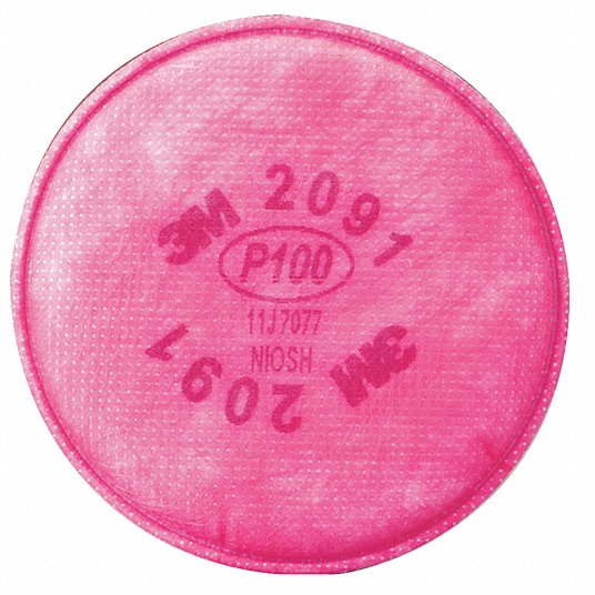 3M Filter, Magenta, Air Purifying Respirator, NIOSH Rating P100 2091