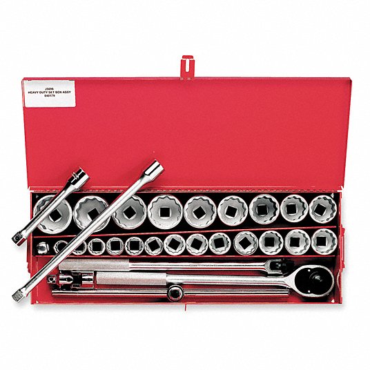 Proto Socket Wrench Set, Socket Size Range 7/8 in to 2 3/8 in, Drive Size 3/4 in, Drive Type Hand J55104