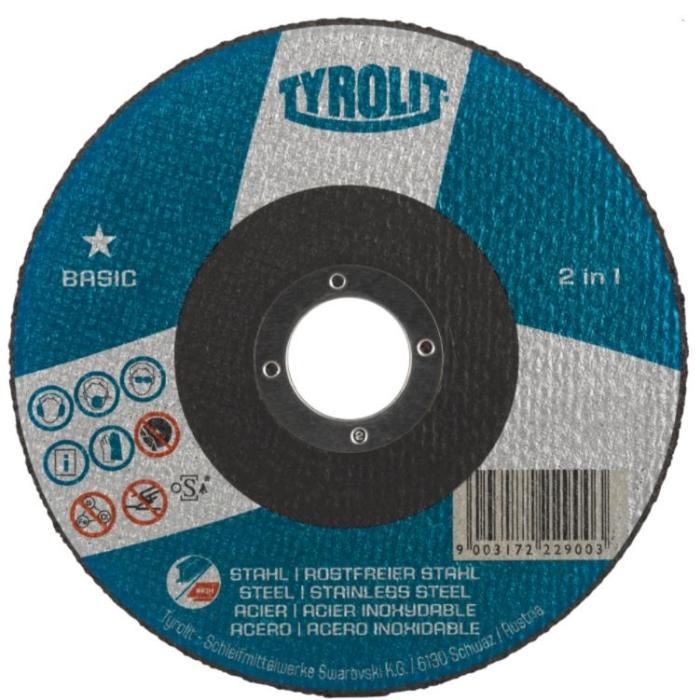 Tyrolit CUTTING DISC, 7" C.S, 178X3X22,23, A30S-BF 2IN1 34065759