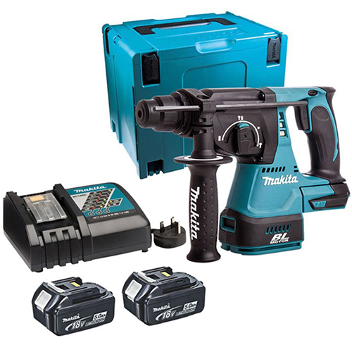 Makita Cordless Brushless Rotary Hammer For Concrete , Wood , Steel , 24mm , 18V , 3.8kg DHR242RTJ