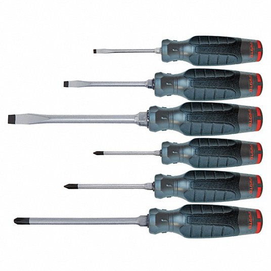 Proto General Purpose Screwdriver Set, Slotted, Square, Ergonomic, Number of Pieces 6 J1206SCP