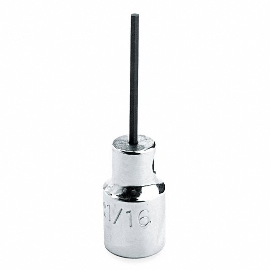 Proto Socket Bit, Insert Length 1 inch, Replaceable Insert No, Metric, Tip Size 2 mm, Tip Style Hex J4770-2M