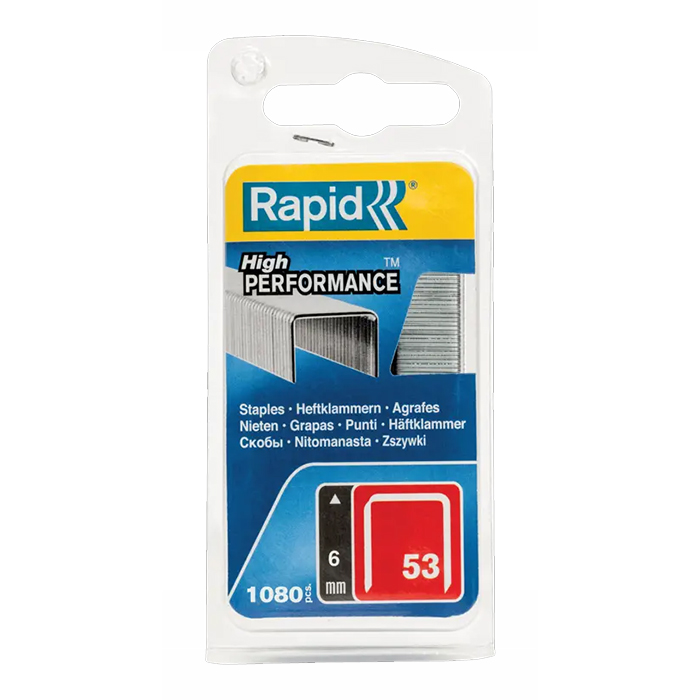 Rapid Staple Gun Staples (Finewire), Leg Length 6 mm, No.53, 1080 Pieces, Galvanized 40109502