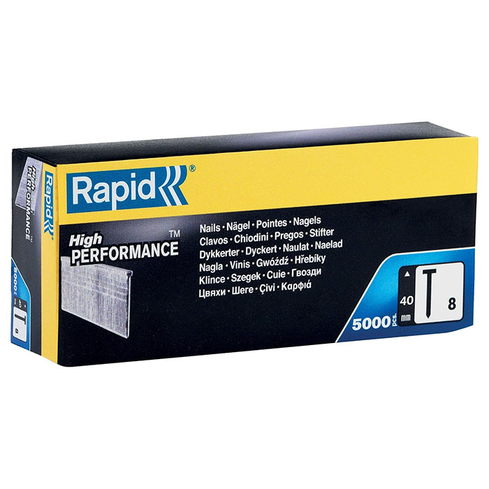 Rapid Straight Brad Gun Nails, Leg Length 40 mm, No.8, 5000 Pieces, Galvanized 40100535