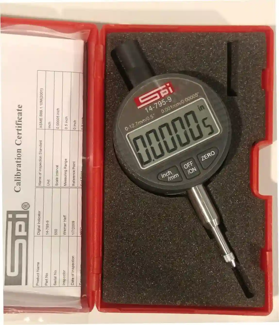 Starrett Electronic Digital Indicator, Series 3600 Series, Range 0.500 inch/12.7 mm, Accuracy +/-0.001 inch 3600-5