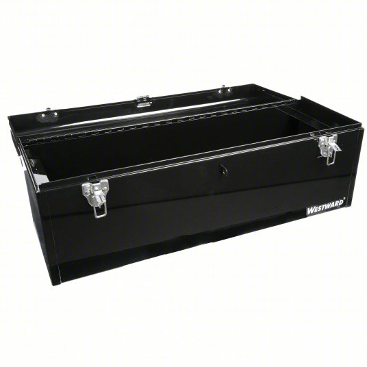 Westward Tool Box, 24 inch Width, 8-inch Depth, 9 inch Height, Padlockable, Black 44ZJ86