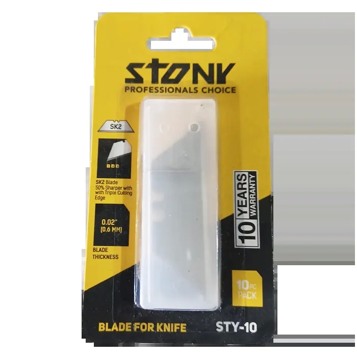 Stony Retractable Cutting Knife Blades, 10 Pcs, Triple Cutting Edge, Thickness 0.6mm STY-10
