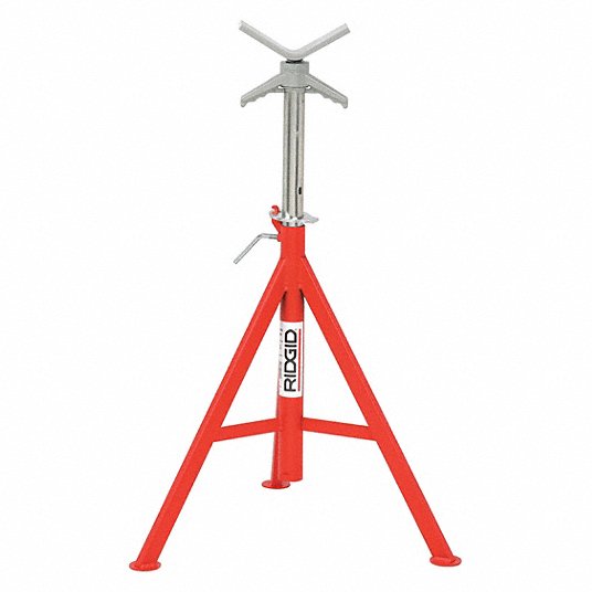 Ridgid V-Head Pipe Stand, 1/8 to 12 in Pipe Capacity, 28 in to 52 in Overall Height, 2,500 lb Load Capacity 56662