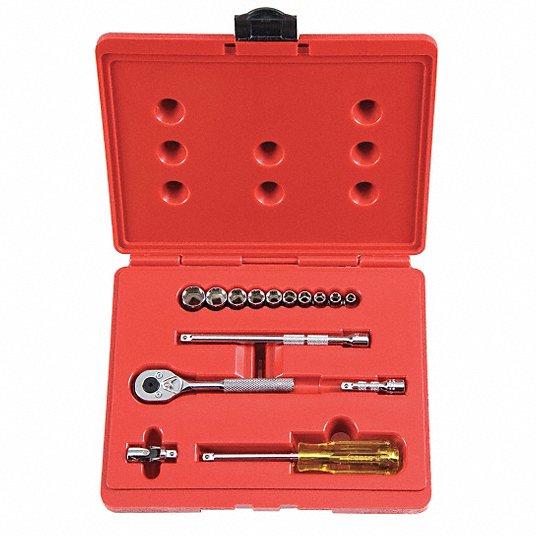 بروتو طقم مفتاح ربط مع الحبات, مقاس اللقم 3/16 بوصة إلى 9/16 بوصة, مقاس قاعدة تثبيت الحبات 1/4 بوصة, نوع قاعدة التثبيت يدوي J47112