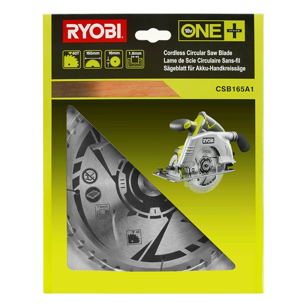 Ryobi Circular Saw Blade For Wood 165mm, 40 Teeth CSB165A1