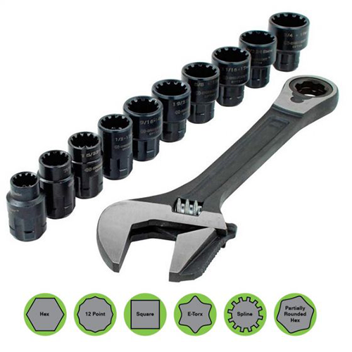 Makita 11Pc Pass thru adjustable wrench set B-65458
