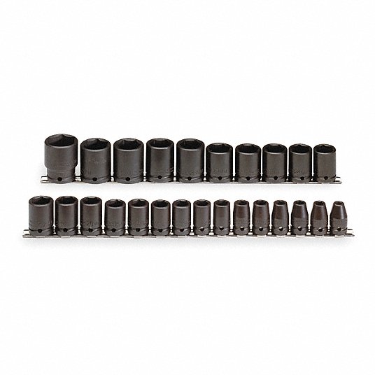 Proto Impact Socket Set, 1/2 inch Drive Size, 25 Pieces, 8 to 36 mm Socket Size Range, (25) 6-Point J74206