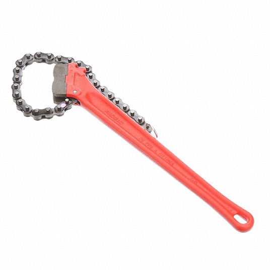 Ridgid Chain Wrench, Alloy Steel, For Outside Diameter 7 1/2 inch, Minimum Pipe Diameter 4 1/2 inch 31330