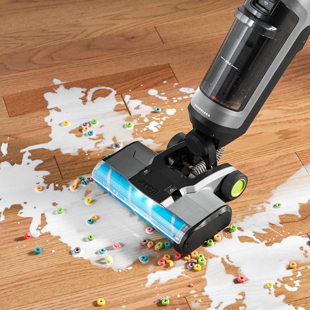 Ryobi Cordless Brushless Hard Floor Cleaner Kit 18V, 3-in-1 Vacuum Mop and Dry RHFC18BL-1X40GL