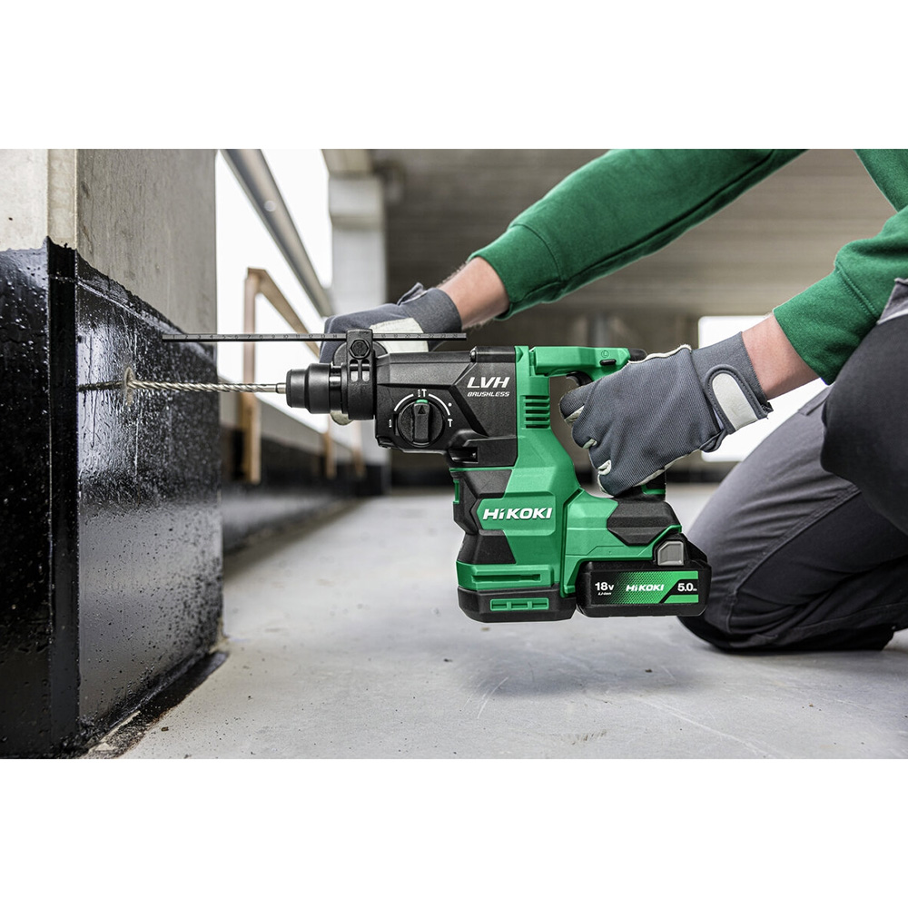 Hikoki Cordless Rotary Hammer, 18V, 3.2 J Impact Energy, 26 mm Concrete Capacity, 4300 BPM, 4.75 kg DH1826DAWUZ