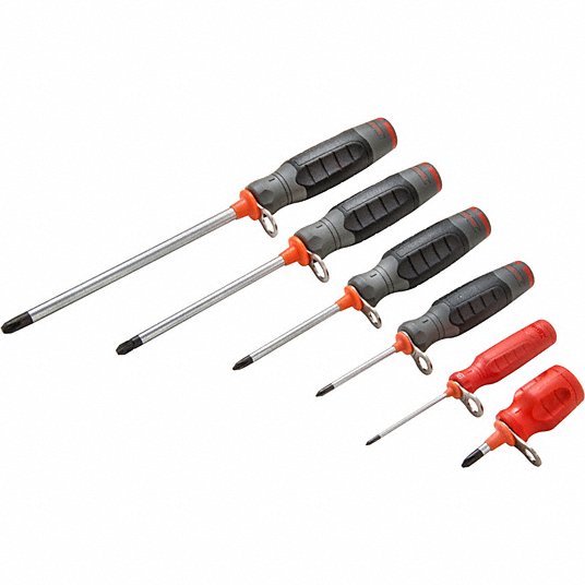 Proto Tether Ready Screwdriver Set, PH, 6 PC , Made in USA J1206SP-TT