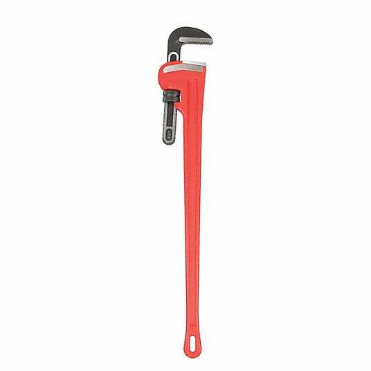 Ridgid Straight Pipe Wrench, Cast Iron, Jaw Capacity 6 inch, Serrated, Overall Length 48 inch, I-Beam 31040