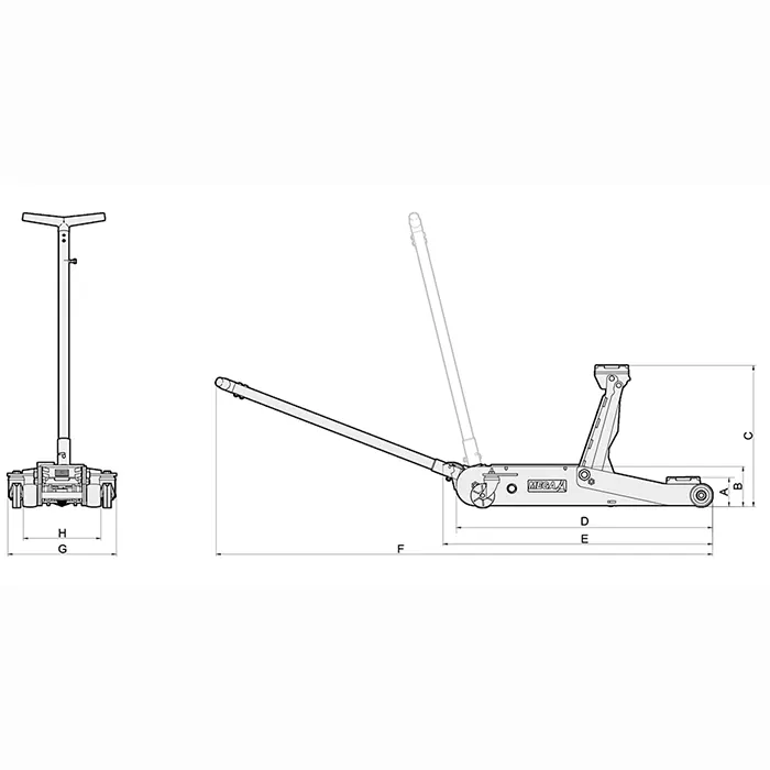 Mega Hydraulic Trolley Jack, 3 T, 36 kg, Made in spain MEGA-GT3