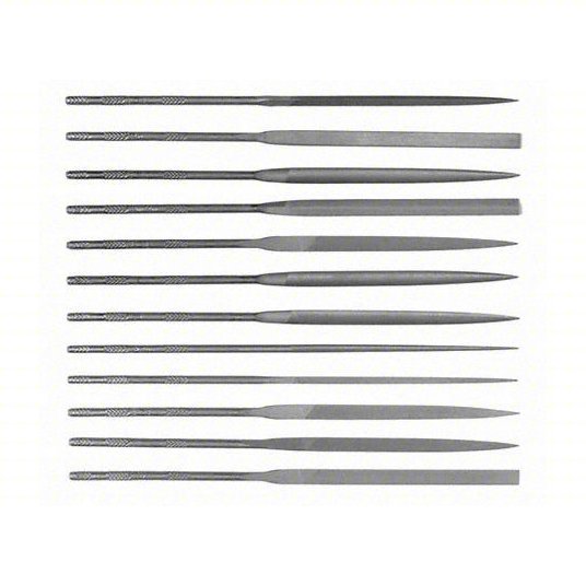 Simonds Needle File Set 12 Pieces, Barrette/Crossing/Equaling/Half Round/Knife/Rectangular/Round/Square/Triangular 83522000