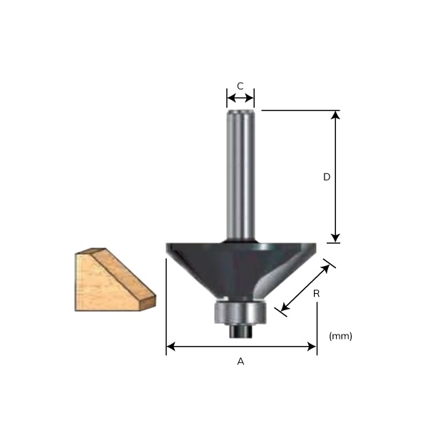 Makita Accessories, Router Bits - Chamfer Bit, 8 mm D-12837