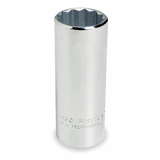 Proto Deep Socket Size 11/16 in, 12-Point, Alloy Steel, Chrome. J5322