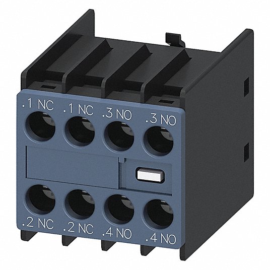 Siemens Auxiliary Contact: Front, 10 A, 2 NO Aux. Contacts, 2 NC Aux. Contacts, 24 V AC/48 V AC 3RH29111HA22