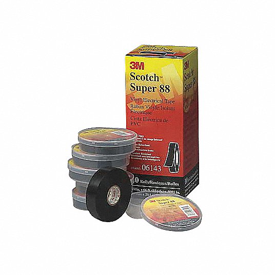 3M Insulating Electrical Tape, Gen Purpose, Vinyl, 2 inch x 108 ft, Black, 12 PK 88-Super-2x36YD