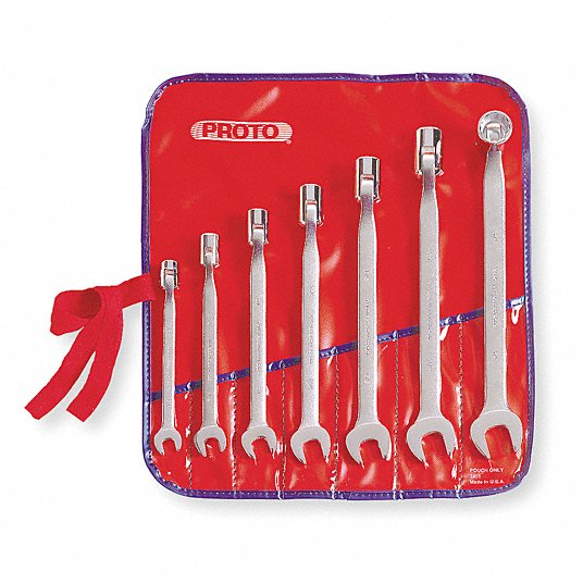 Proto Combination Wrench Set, Alloy Steel, Satin, 7 Number of Tools J1270A