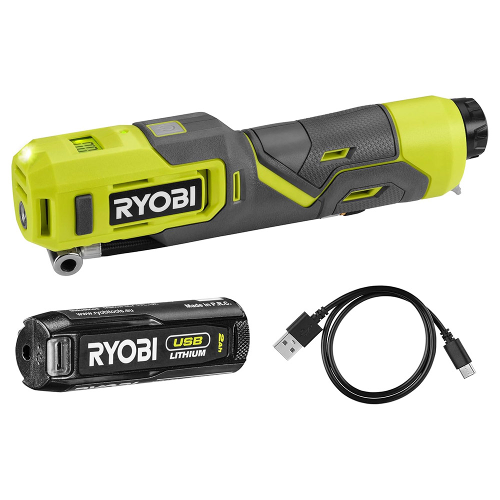 Ryobi Cordless inflator 4V, USB-C Rechargeable, 100 PSI, 0.50 kg RI4-0