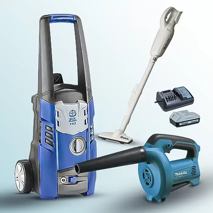 3 Piece Combo Kit: High Pressure Cleaner, Cordless Vacuum Cleaner, Air Blower