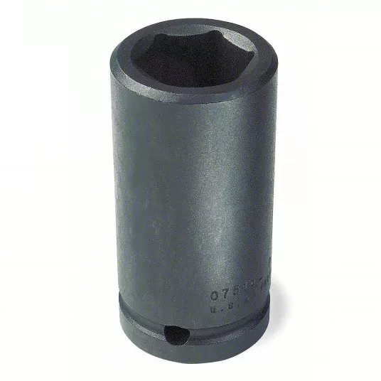 Impact Socket, 3/4 inch Drive Size, 19 mm Socket Size, 6-Point, Deep, Black Oxide
