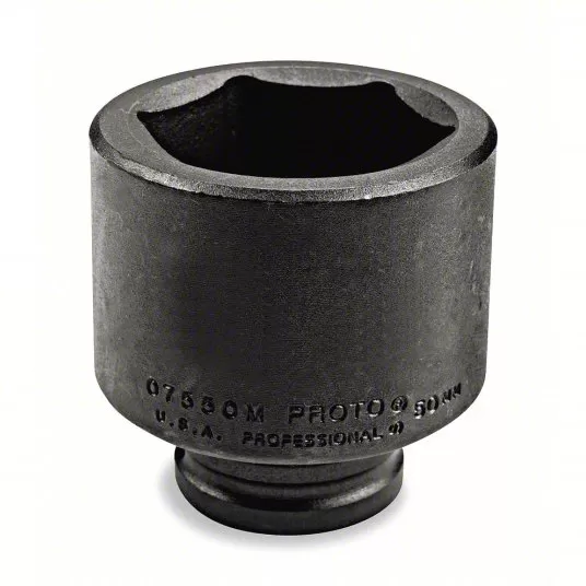 Impact Socket, 3/4 inch Drive Size, 46 mm Socket Size, 6-Point, Standard Depth, Black Oxide