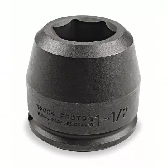 Impact Socket, 1 1/2 inch Drive Size, 2 9/16 inch Socket Size, 6-Point, Standard Depth, Black Oxide