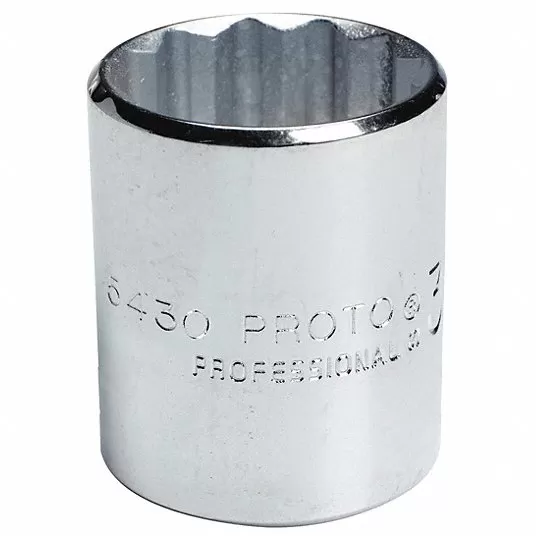 Socket, 1/2 inch Drive Size, 1 3/8 inch Socket Size, 12-Point, Alloy Steel, Standard, Chrome Finish