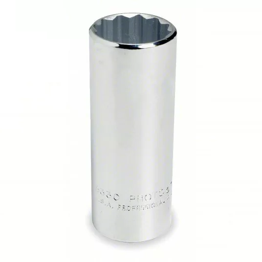 Socket, 1/2 inch Drive Size, 15/16 inch Socket Size, 12-Point, Alloy Steel, Deep, Chrome Finish, SAE