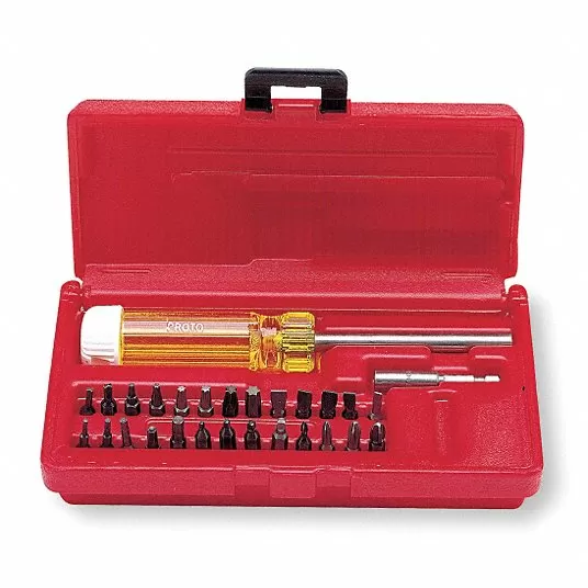 Multi-Bit Screwdriver, 26 Tips, 8-inch Overall Length, Magnetic, Ergonomic Grip, Single End