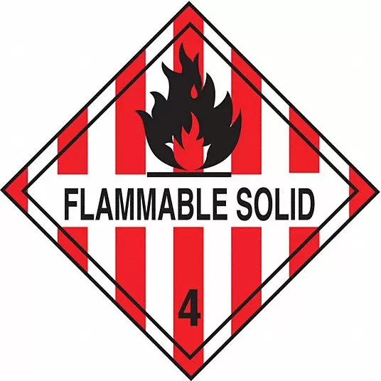 DOT Container Label, Flammable Solid 4, 4 inch Label Width, 4 inch Label Height, Paper,50 Packet