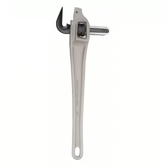 Offset Pipe Wrench, Aluminum, 2 1/2 inch Jaw Capacity, Serrated, 18 inch Overall Length