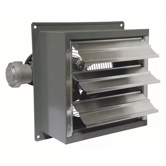 Shutter Mounted Hazardous Location Exhaust Fan,12-inch Blade, 1 Speed, 1/3 hp, 1,640 cfm, 115V AC