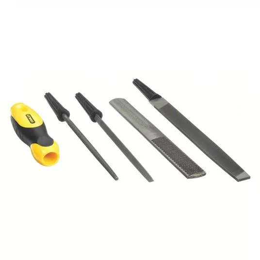File Set, 6-inch Round File, 6-inch Slim Taper File, 8-inch 4-inch-1 File, 8-inch Mill Bastard File, 5 Pieces