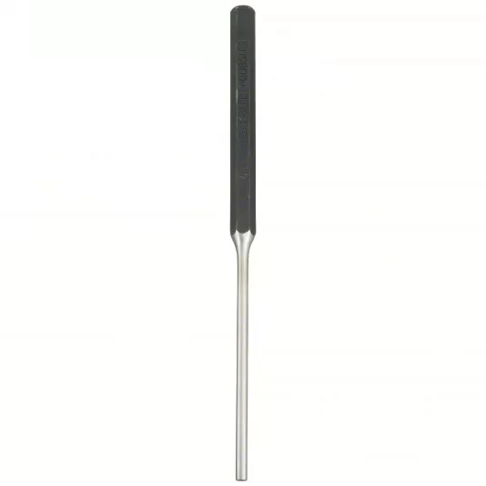 Long Drive Pin Punch, 3/16 inch Tip Dia, 3/8 inch Shank Width, 4 inch Taper Length, 8-inch Overall Length, Hexagon