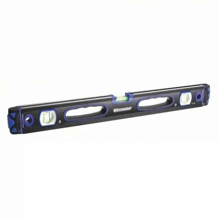 I-Beam Level, 24 inch Length, 3 Vials, Blue/Black/White, Aluminum, Magnetic
