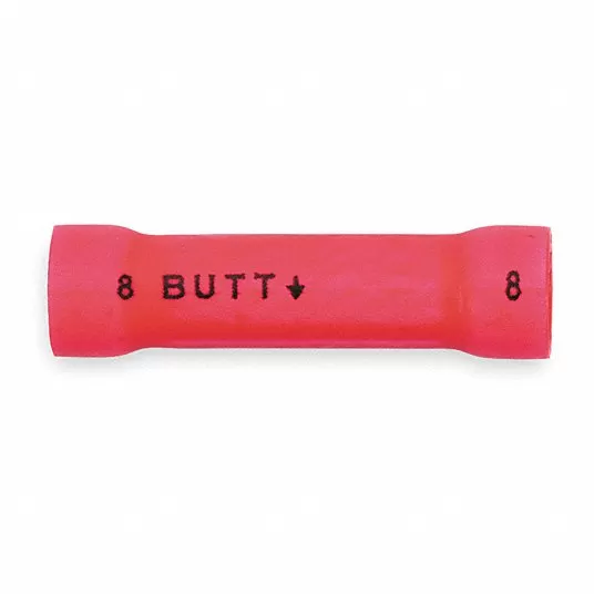 Butt Splice Connector, 8 AWG, Red, PK10