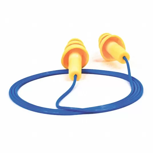 Ear Plugs, Corded, Flanged, 25dB,Reusable, Medium