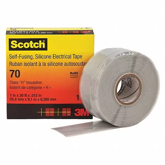 Self-Fusing Tape, Tape Backing Material Polyester, Tape Length 30 ft, Tape Color Gray