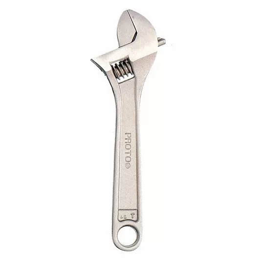 Adjustable Wrench, Alloy Steel, Satin, 4-inch Length, 1/2 inch Jaw Capacity, Plain Grip