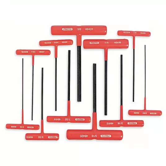 Hex Key Set, Number of Pieces 11, 6 inch Overall Length, Black Oxide,Steel , Key Shape T