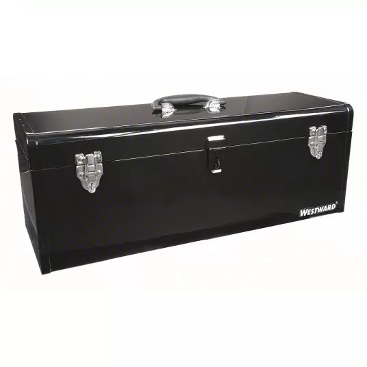 Tool Box, 24 inch Width, 8-inch Depth, 9 inch Height, Padlockable, Black