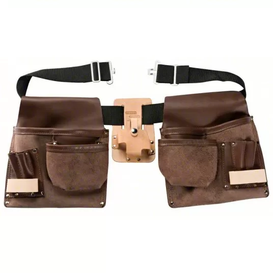 Tool Belt, Polypropylene, Gen Purpose, 11 Pockets, Up to 50 inch Waist Size, Black