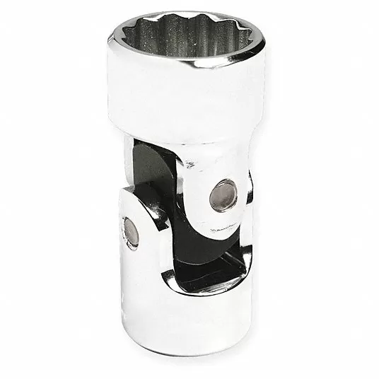 Flex Socket, 1/2 inch Drive Size, 9/16 inch Socket Size, 12-Point, Alloy Steel, Standard, Chrome Finish